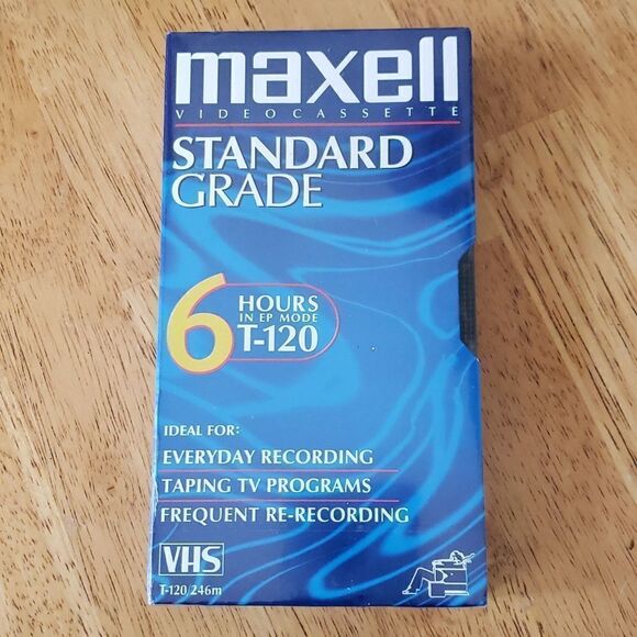 𝅺MAXELL VHS Video Cassette New Sealed Standard Grade 6 hours in EP Mode T-120 - Picture 1 of 6